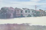 Robert Bechtle, Sunset Street, 1982, color soft ground, etching