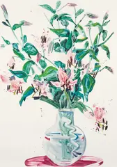 Spotted Pink Lilies, 1981, monoprint by Gary Bukovnik, pencil, offered Sep 2025