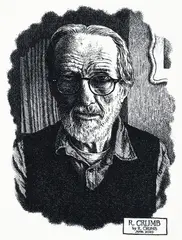 Robert Crumb, (American, contemporary), Doodly Squat-Self Portrait, 2020, etching