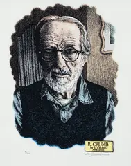 Robert Crumb, (American, contemporary), Self Portrait, 2021, serigraph on Rives archival paper