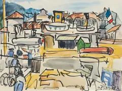 François Desnoyer, Quais du Port, 1961, color, lithograph