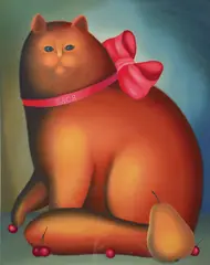 Igor Galanin, Cat with a Bow, circa 1985, serigraph printed in colors
