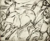 Enrico Glicenstein, (Polish/Jewish/American, 1870-1942), Horses [Visionary Horses], c.1930, second state of this print originally done in 1921-