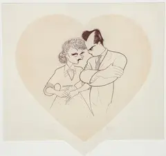 Al Hirschfeld, I love Lucy -- Lucille Ball and Desi Arnaz, 1980s, etching on heavy paper
