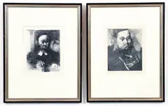 Jack Levine, 2 etchings. FIRST: The Bearded Man, 1962, etching, dry point, and aquatint