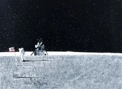Raymond Loewy, Moon Landing, 1979, embossed, serigraph with hot