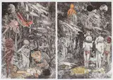 Ann McCoy, The Underworld, diptych, 1980, lithograph on Arches Rolled paper with hand coloring by the artist in colored pencils