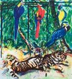 Malcolm Morley, Parrots, 1981, lithograph printed in colors at Tyler Graphics