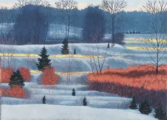 Late Winter, 1986, reduction color by Gordon Mortensen, woodcut, offered Sep 2025
