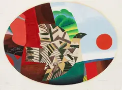 Max Papart, Enchanted Dream, 1984, etching with carborundum, aquatint, and collage