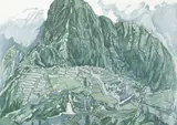 Philip Pearlstein, Machu Picchu, 1979, sugar-lift, aquatint with roulette