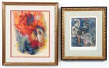 Reuven Rubin, 2 color lithographs, 20th century. FIRST: King David on Horseback, pencil