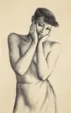 Benton Murdoch Spruance, Girl with Hands to Face, 1940, (Fine and Looney 180), two color