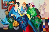 Itzchak Tarkay, Girls Getaway, undated, color, lithograph on paper