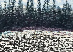 Jack Marlowe Wise, Canadian Landscape, 1995, color woodblock or, linocut