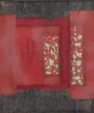 Tajima Hiroyuki, Scarlet Impression, 1973, woodblock print in colors, 21 x 17.5 inches