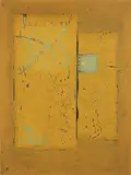 Tajima Hiroyuki, Yellow Door, 1972, woodblock print in colors, 22.5 x 16.5 inches