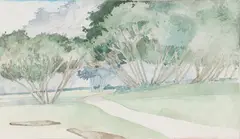 Landscape by Gary Bukovnik, 1976, watercolor, offered Aug 2025