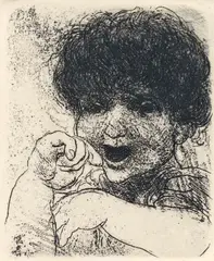David Bumbeck, Laughing Boy, etching, pencil