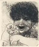 David Bumbeck, Laughing Boy, etching, pencil
