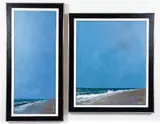Gregory Kavalec, Ocean Landscape Diptych (irregular shaped diptych), circa 1975, oil on canvas