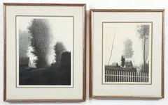2 lithographs, late 20th century. FIRST: Roadside, color by Robert Kipniss, lithograph, pencil, offered Aug 2025