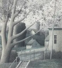 Stairway, 1985, color by Robert Kipniss, lithograph, pencil, offered Aug 2025