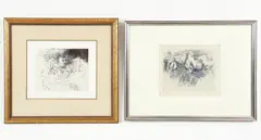 Jack Levine, 2 etchings. FIRST: Boudoir, 1968, etching, pencil