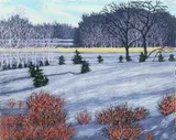 Gordon Mortensen, Snowy Meadow, 1984, color reduction, woodcut, pencil