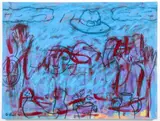 Hedy O'Beil, (American/New York City, 1928-2022), Mask and Hat, 2010, acrylic and charcoal on canvas