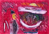 Hedy O'Beil, (American/New York City, 1928-2022), Dreaming, 2010, oil monoprint on paper with collaged elements, pencil