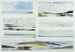 Maine #46 by Lucy Sallick, 1982, watercolor in seven vignettes, offered Aug 2025