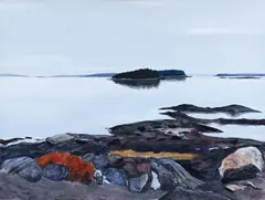 Sisters Island, Merepoint Maine by Lucy Sallick, 1981, oil on canvas, offered Aug 2025