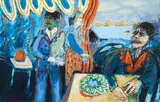 Joseph R. Shepler, (American, Western Pa. 1937-2018), Plant Feeding, 1979, acrylic on paper laid down on canvas