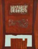 Tajima Hiroyuki, Weather Worn Window, 1975, woodblock print in colors, 21 x 16 inches
