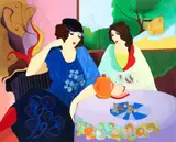 Itzchak Tarkay, Tea Time, undated, color, serigraph on paper