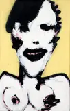 Half Length Nude by Nick Vukmanovich, mixed media painting on paper, offered Aug 2025