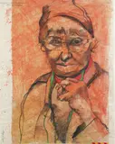 Peter Wargo, Imogen Cunningham By Adams, circa 1983, mixed media on paper