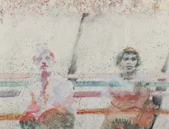 Urban Buddha by Peter Wargo, circa 1983, mixed media on paper, offered Aug 2025