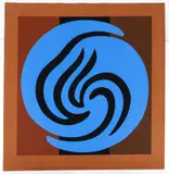 Jack Youngerman, Untitled (Blue and Brown), 1978, color, serigraph on paper, pencil