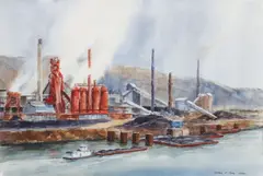 Ohio at Neville Island by Cynthia Cooley, 1983, watercolor, offered Aug 2025