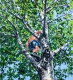 Charles Gibbons, (American/Pittsburgh, b. 1947), Boy in Tree, oil on canvas