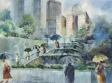 Jess Hager, Mellon Square, 1983, watercolor