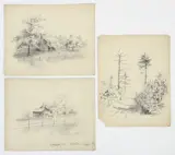 Lila Hetzel, 3 original drawings, landscapes in Central Pennsylvania from around the Somerset area: Country Road