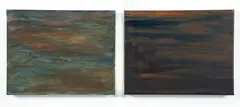 pair from Night Sky Series #12 and #16 by Jane Haskell, 2009, oil on canvas, both, offered Aug 2025