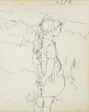 Henry Koerner, Little Girl on Field, 1950s