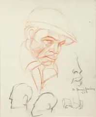 Possible study for the painting Eviction, 1935, conte crayon and by Samuel Rosenberg, pencil drawing, offered Aug 2025