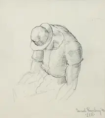 Study for the painting Rest by Samuel Rosenberg, 1938, pencil drawing, offered Aug 2025