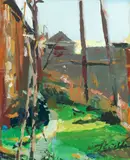 Barry Shields, Summer City Scene, gouache on paper
