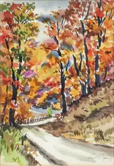 Robert R. Young, Autumnal Scene, watercolor on paper